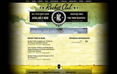 Rocketclub in Web Designs that Incorporate the Four Natural Elements