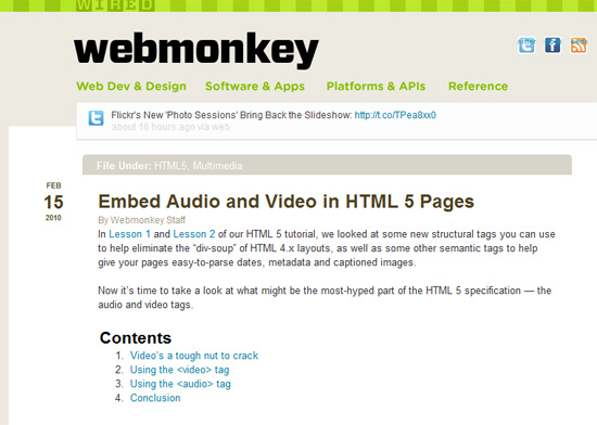 Embed Audio and Video in HTML 5 Pages